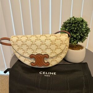 BESACE CUIR TRIOMPHE IN TRIOMPHE CANVAS AND CALFSKIN WHITE
